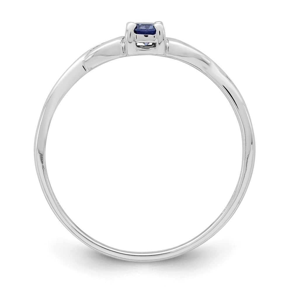 Sterlingsilber Rhodiniert Blau Farbe & Weiß Zirkonia Ring