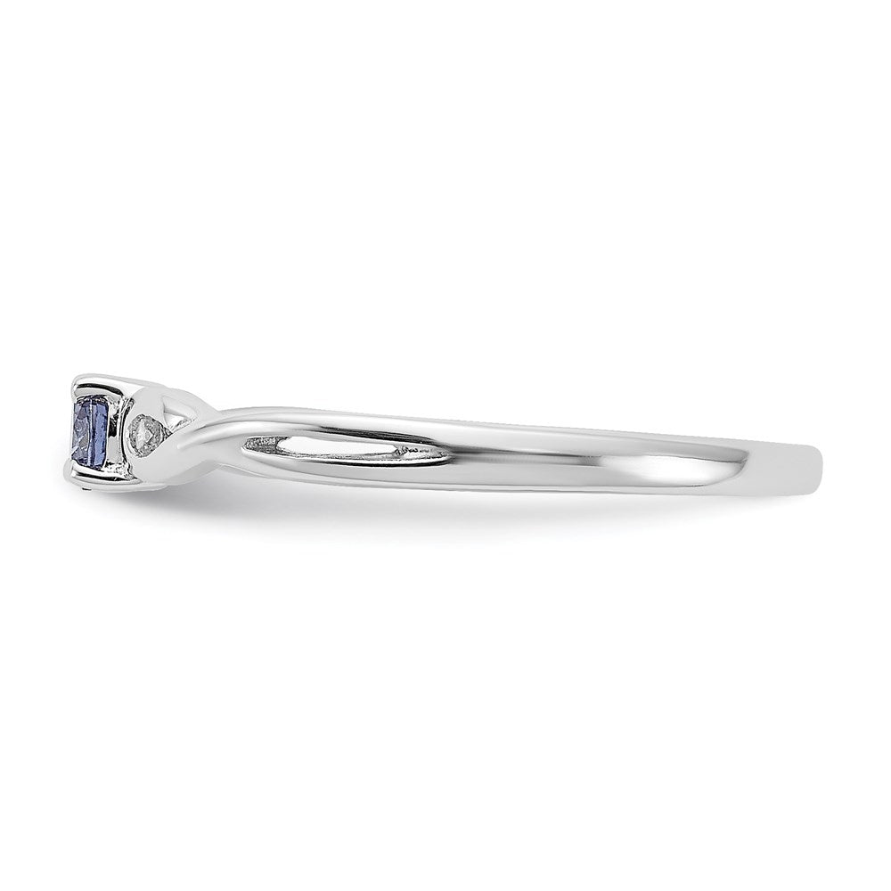 Sterlingsilber Rhodiniert Blau Farbe & Weiß Zirkonia Ring