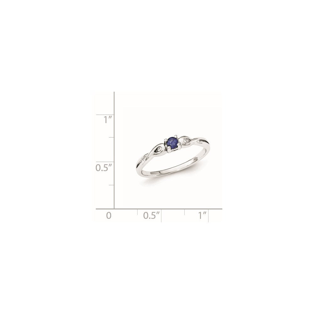 Sterlingsilber Rhodiniert Blau Farbe & Weiß Zirkonia Ring