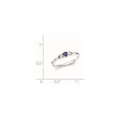 Sterlingsilber Rhodiniert Blau Farbe & Weiß Zirkonia Ring