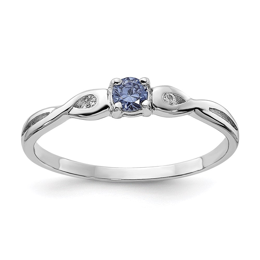 Sterlingsilber Rhodiniert Blau Farbe & Weiß Zirkonia Ring
