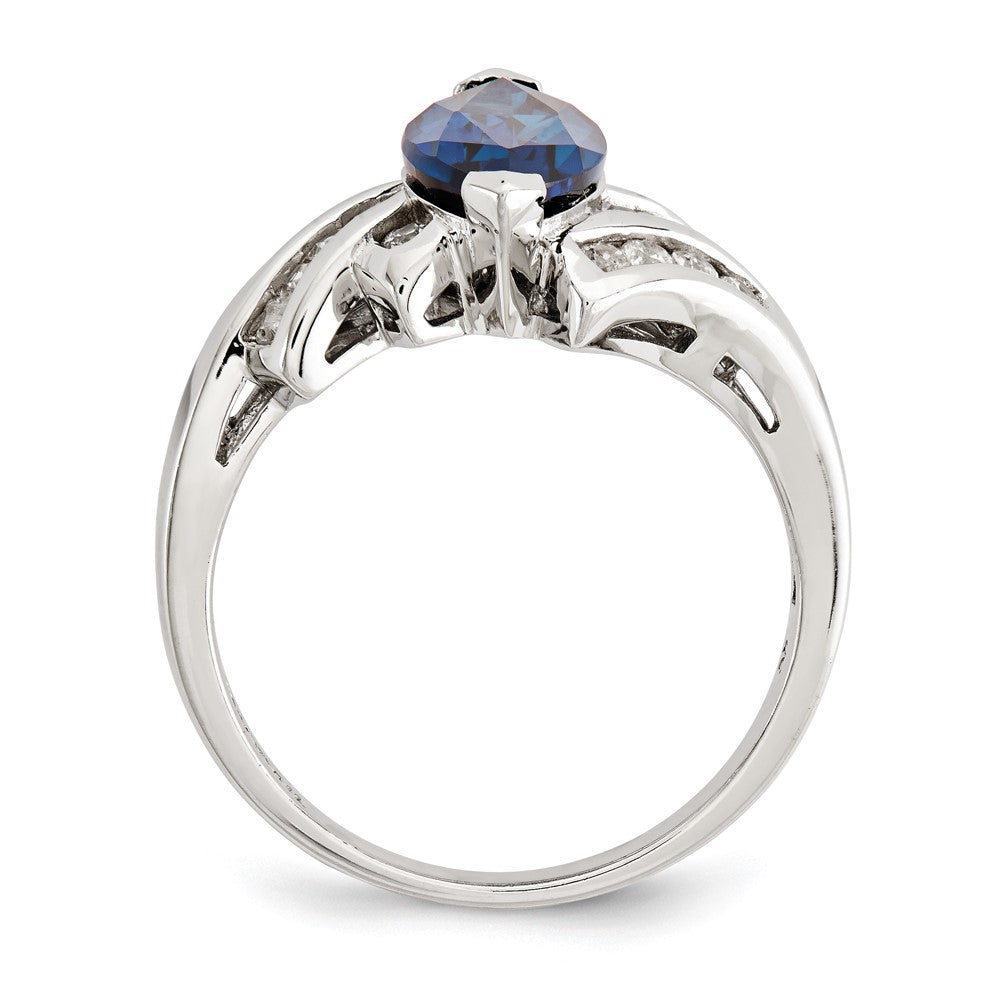 Sterlingsilber Rhodiniert Erzeugt Blau Saphir und Zirkonia Marquise Ring