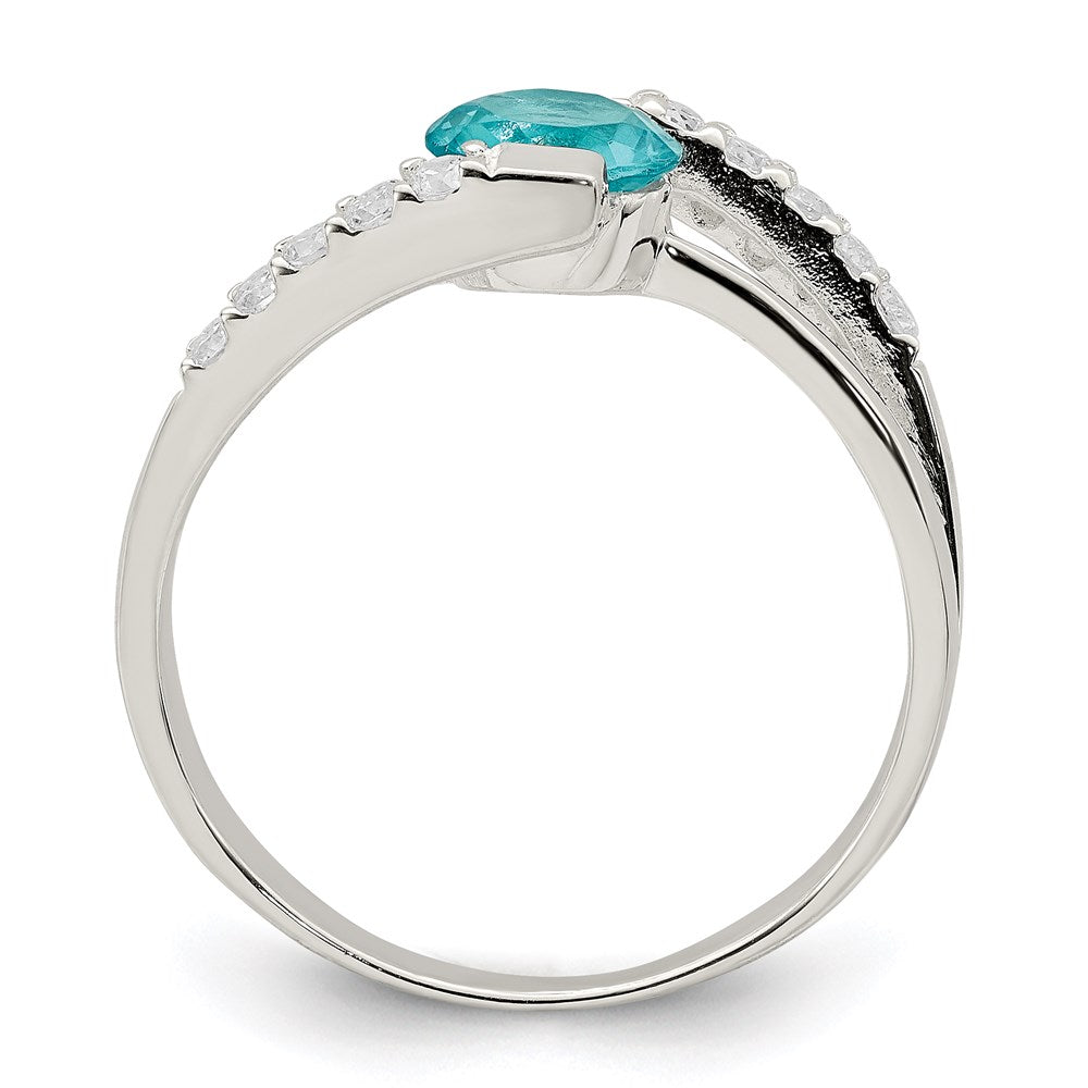 Sterlingsilber Blau Zirkonia Akzente Ring (size 8 Nur)