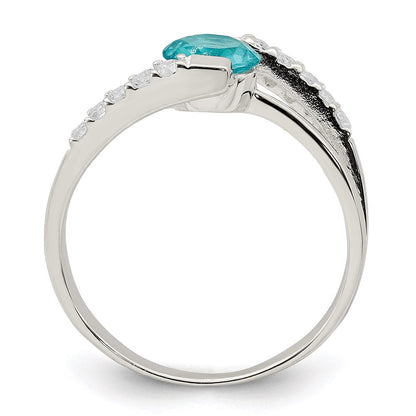 Sterlingsilber Blau Zirkonia Akzente Ring (size 8 Nur)