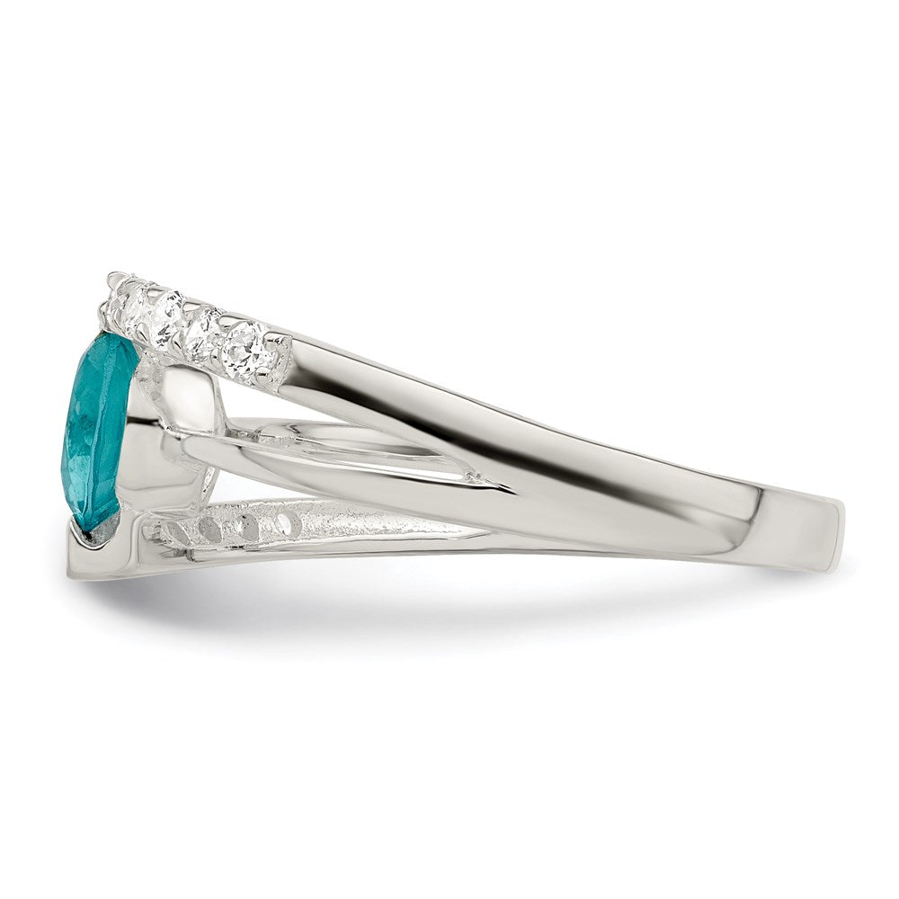 Sterlingsilber Blau Zirkonia Akzente Ring (size 8 Nur)