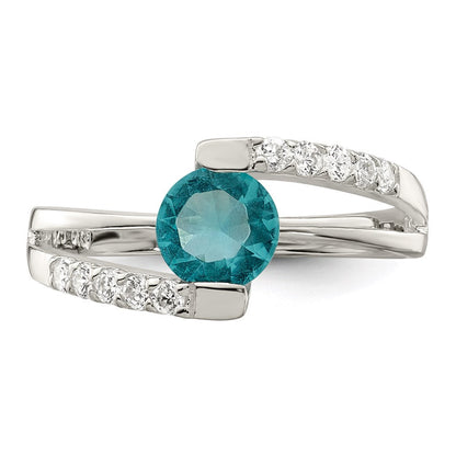 Sterlingsilber Blau Zirkonia Akzente Ring (size 8 Nur)