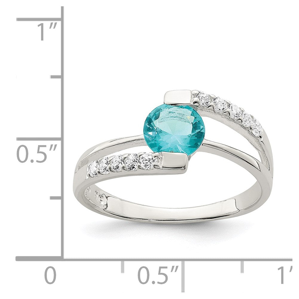 Sterlingsilber Blau Zirkonia Akzente Ring (size 8 Nur)