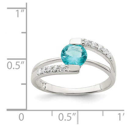 Sterlingsilber Blau Zirkonia Akzente Ring (size 8 Nur)