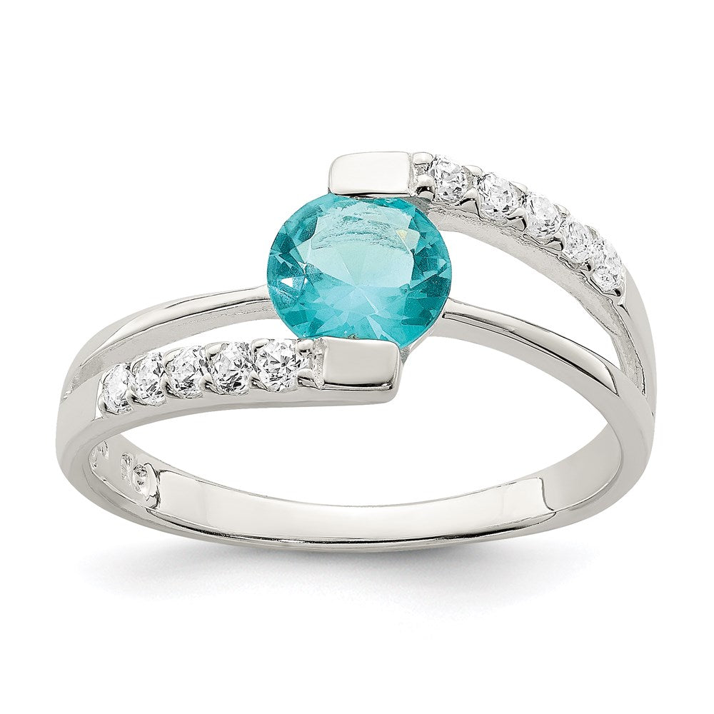 Sterlingsilber Blau Zirkonia Akzente Ring (size 8 Nur)