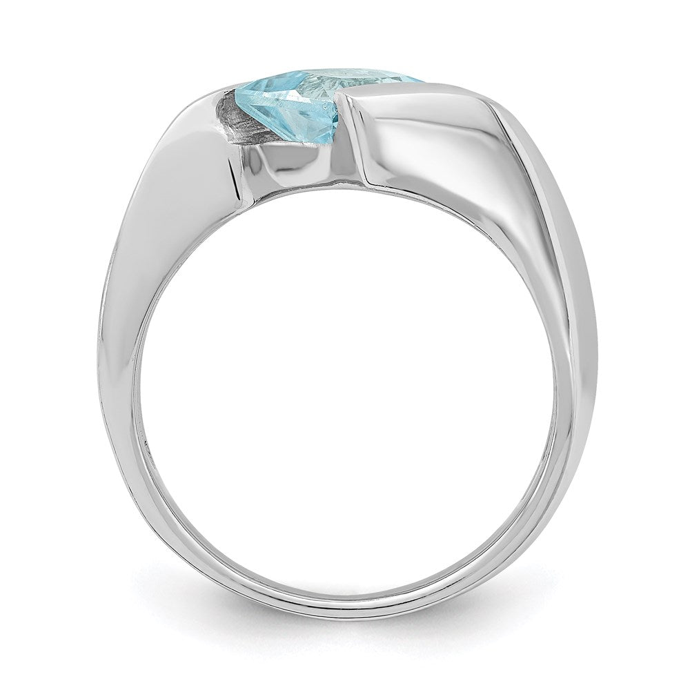 Sterlingsilber Rhodiniert Poliert Blau Zirkonia Ring (size 8 Nur)