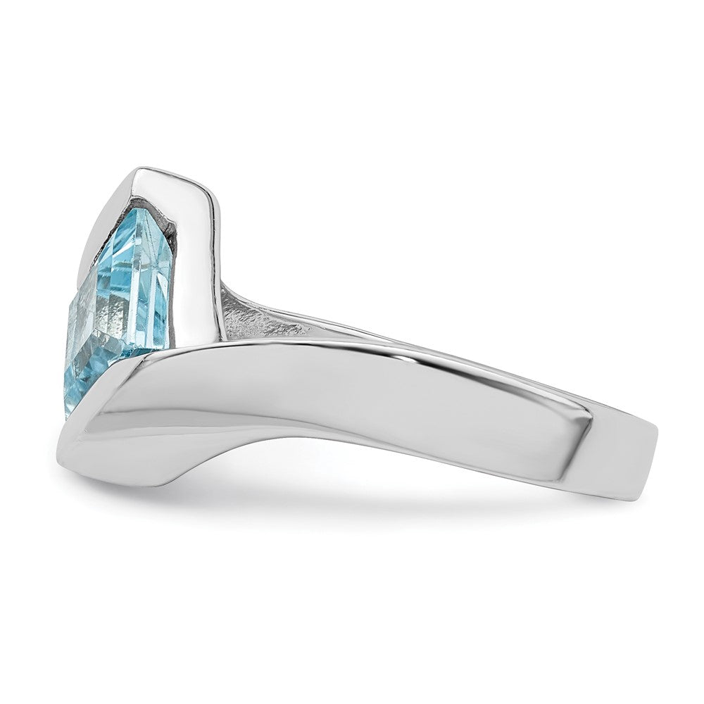 Sterlingsilber Rhodiniert Poliert Blau Zirkonia Ring (size 8 Nur)