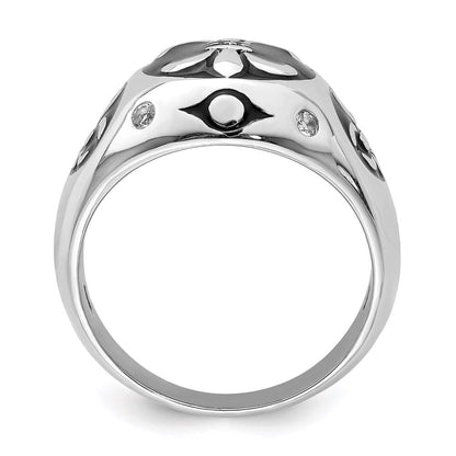Sterlingsilber Rhodiniert Poliert Weiß Topas Fleur De Lis Ring