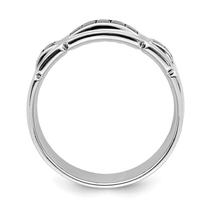 Sterlingsilber Rhodiniert Schwarz Zirkonia Gerillt Ring