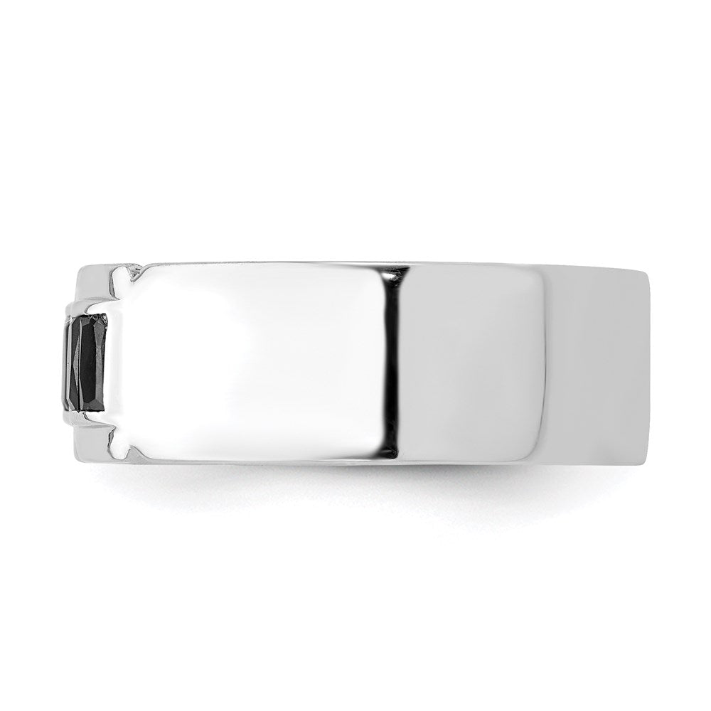 Sterlingsilber Rhodiniert Schwarz Zirkonia Gerillt Ring