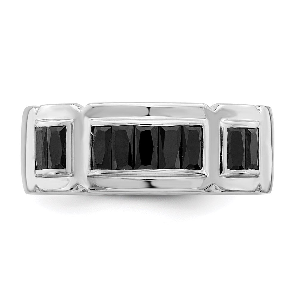 Sterlingsilber Rhodiniert Schwarz Zirkonia Gerillt Ring