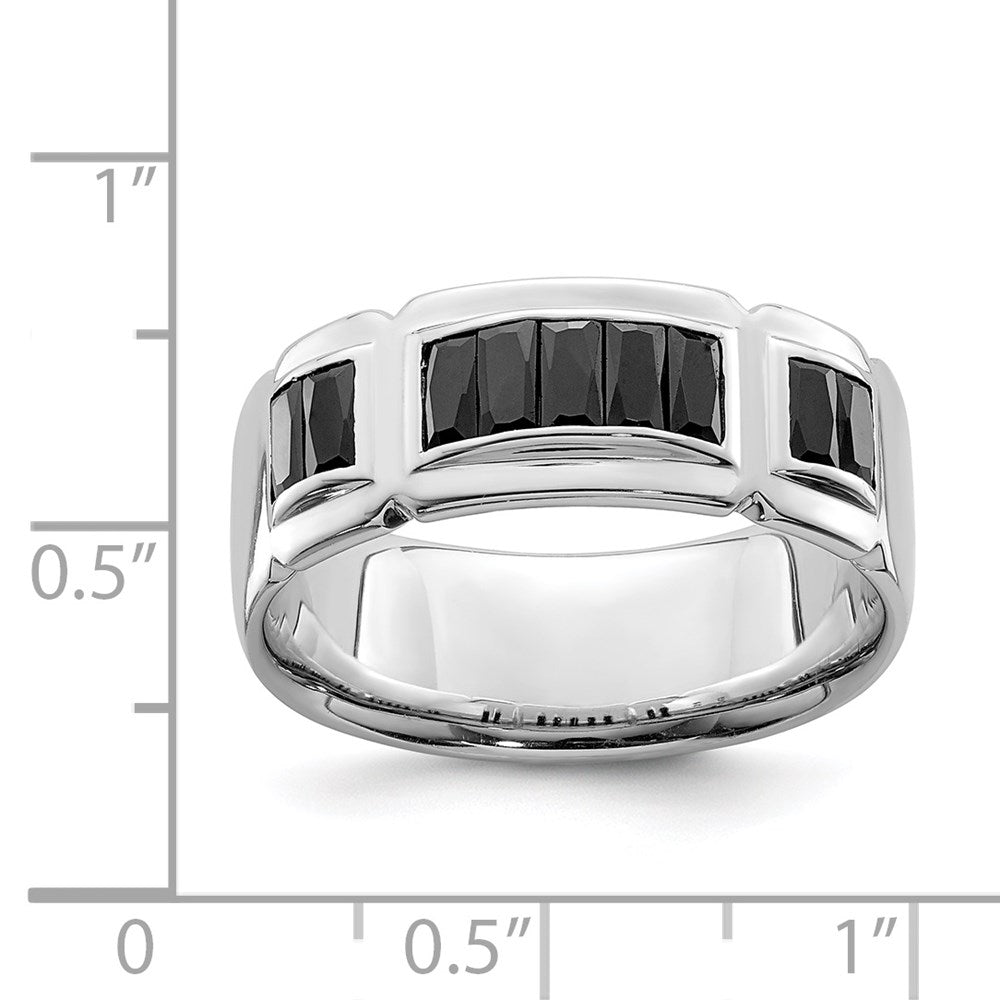 Sterlingsilber Rhodiniert Schwarz Zirkonia Gerillt Ring