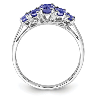 Sterlingsilber Rhodium 5 Stein Oval Tansanit Ring