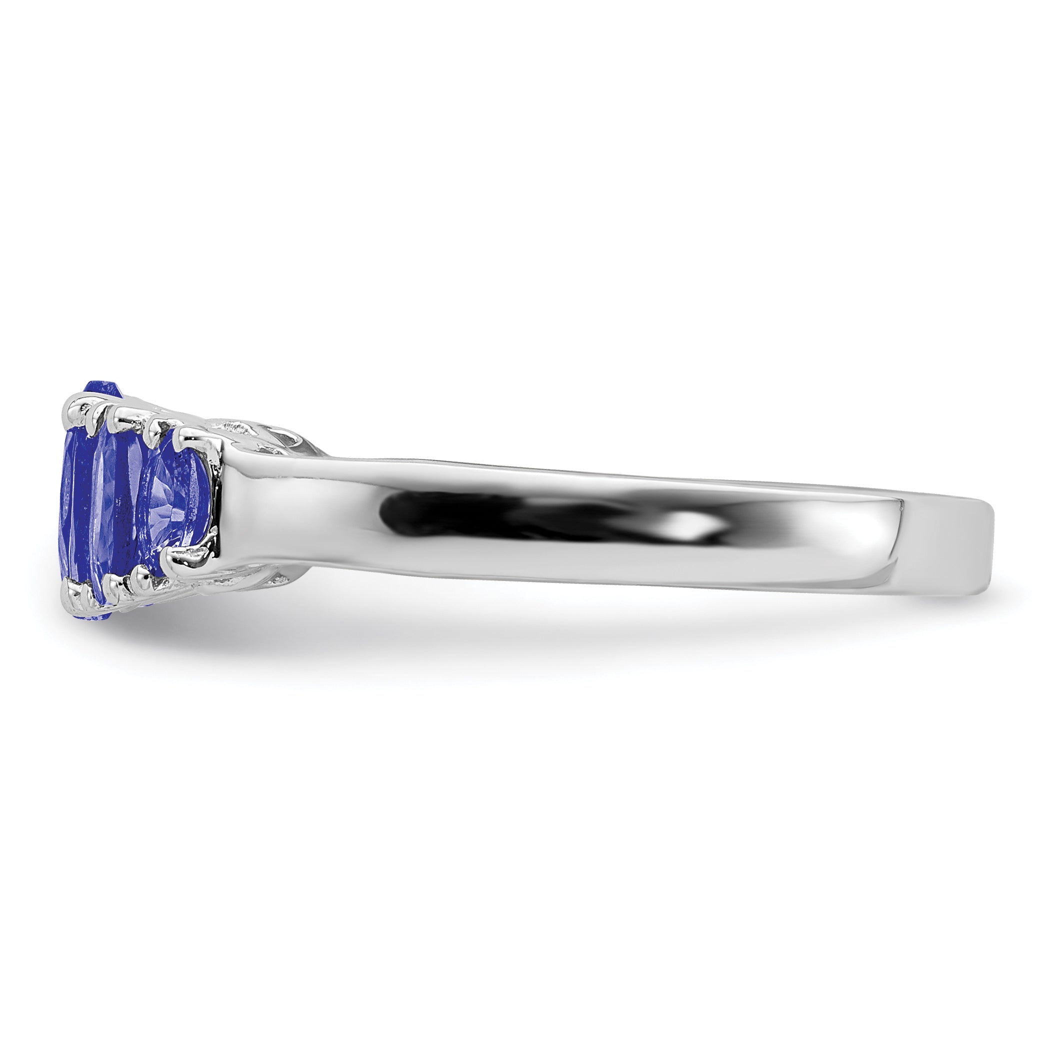 Sterlingsilber Rhodium 5 Stein Oval Tansanit Ring