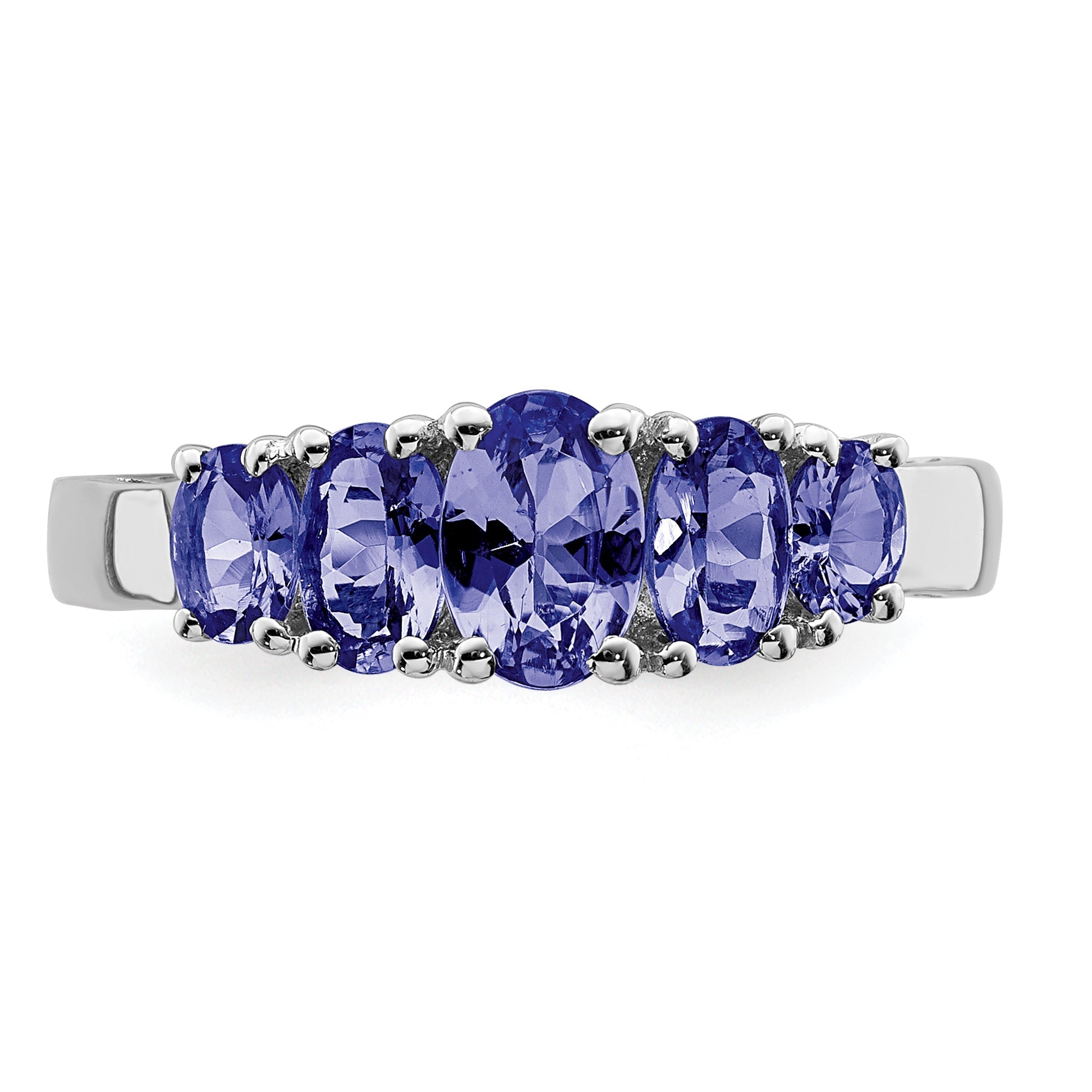 Sterlingsilber Rhodium 5 Stein Oval Tansanit Ring
