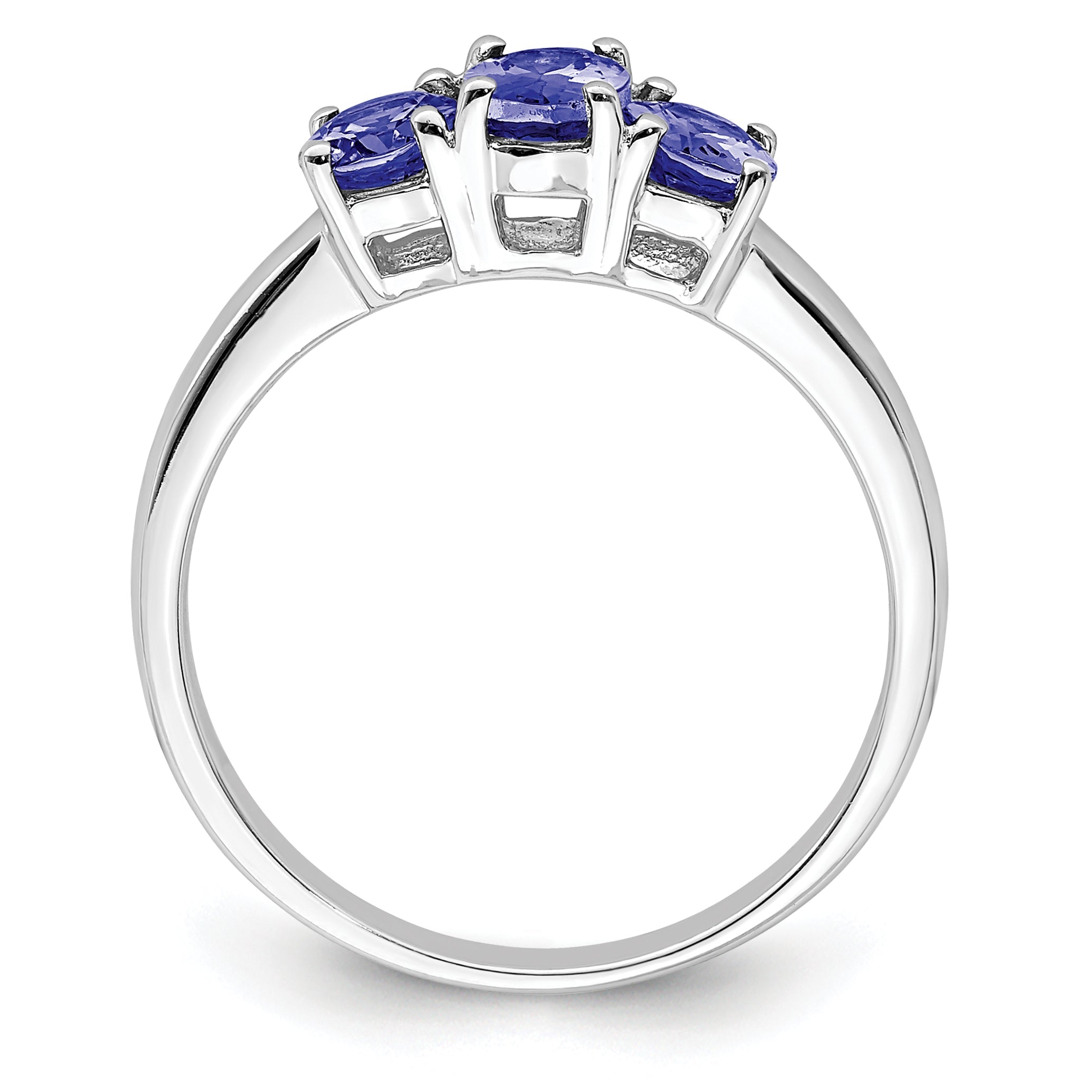 Sterlingsilber Rhodium 3 Stein Tansanit Ring