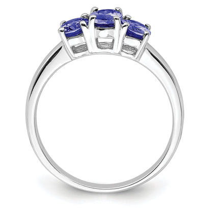Sterlingsilber Rhodium 3 Stein Tansanit Ring