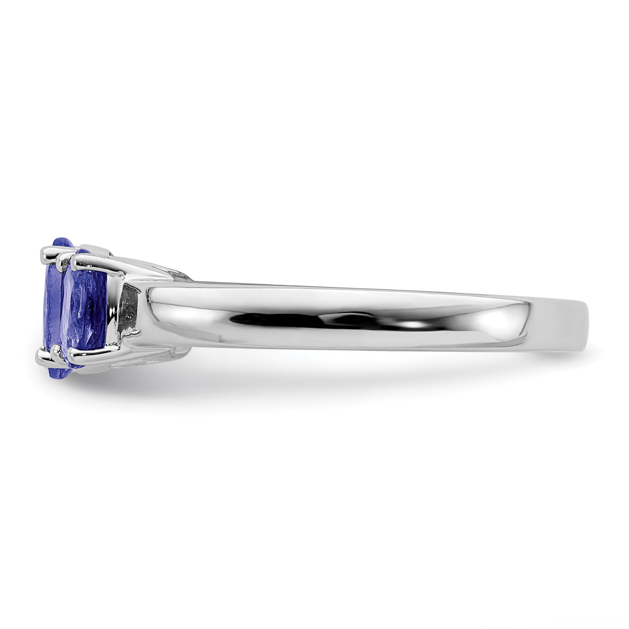 Sterlingsilber Rhodium 3 Stein Tansanit Ring