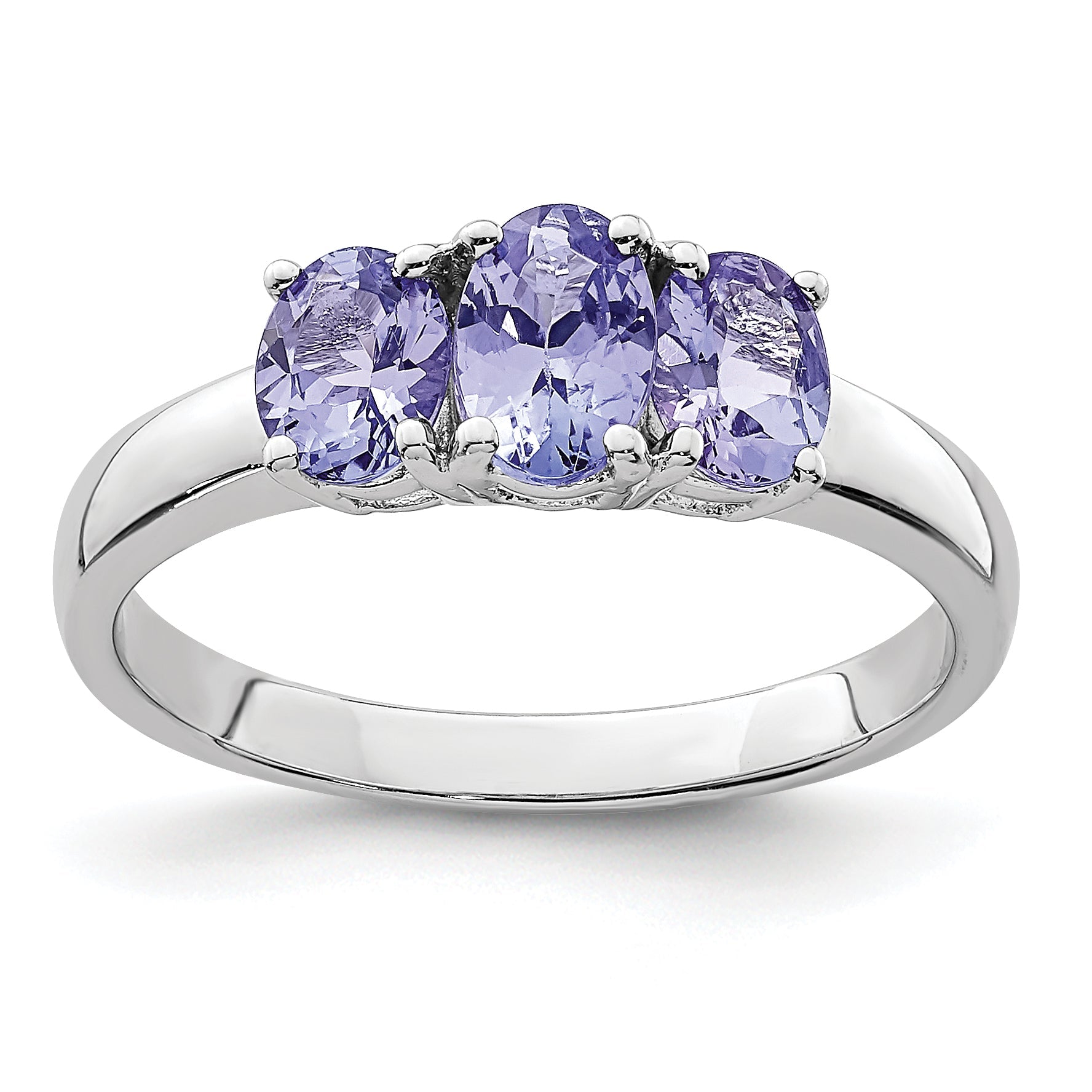 Sterlingsilber Rhodium 3 Stein Tansanit Ring