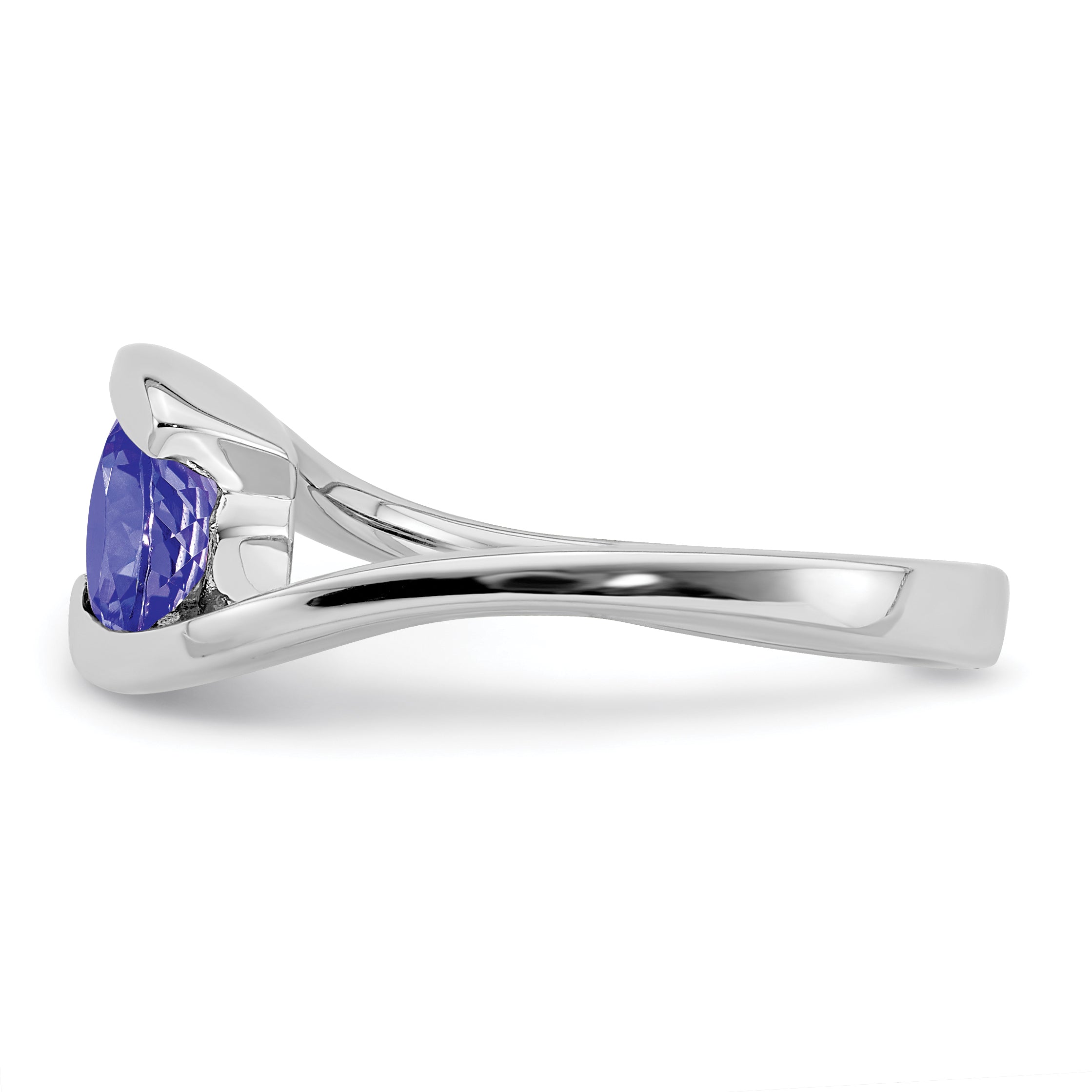 Sterlingsilber Rhodium Rund Tansanit Bypass Ring