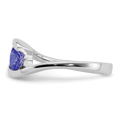 Sterlingsilber Rhodium Rund Tansanit Bypass Ring