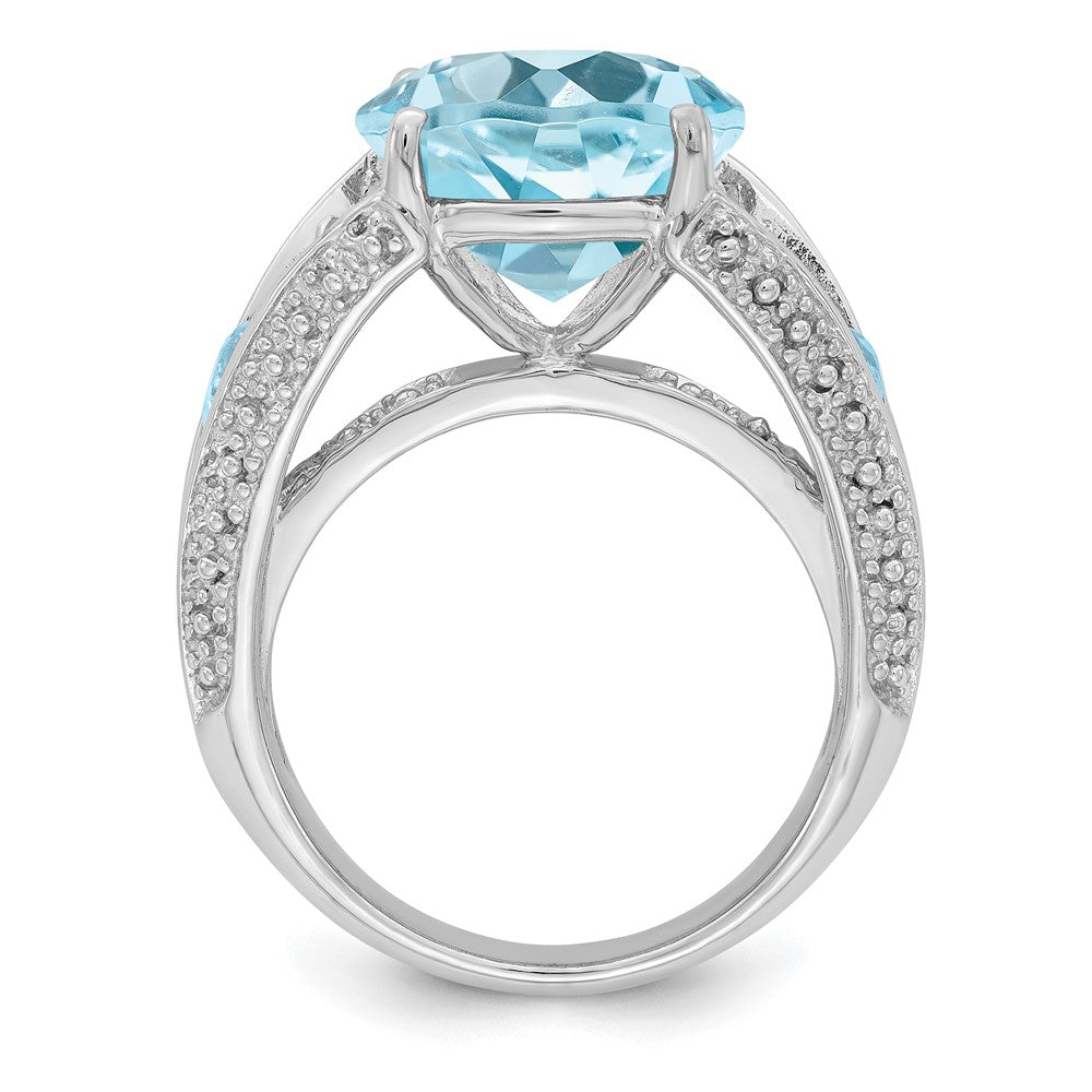 Sterlingsilber Rhodium Lt. Schweizer Blautopas Ring (size 8 Nur)