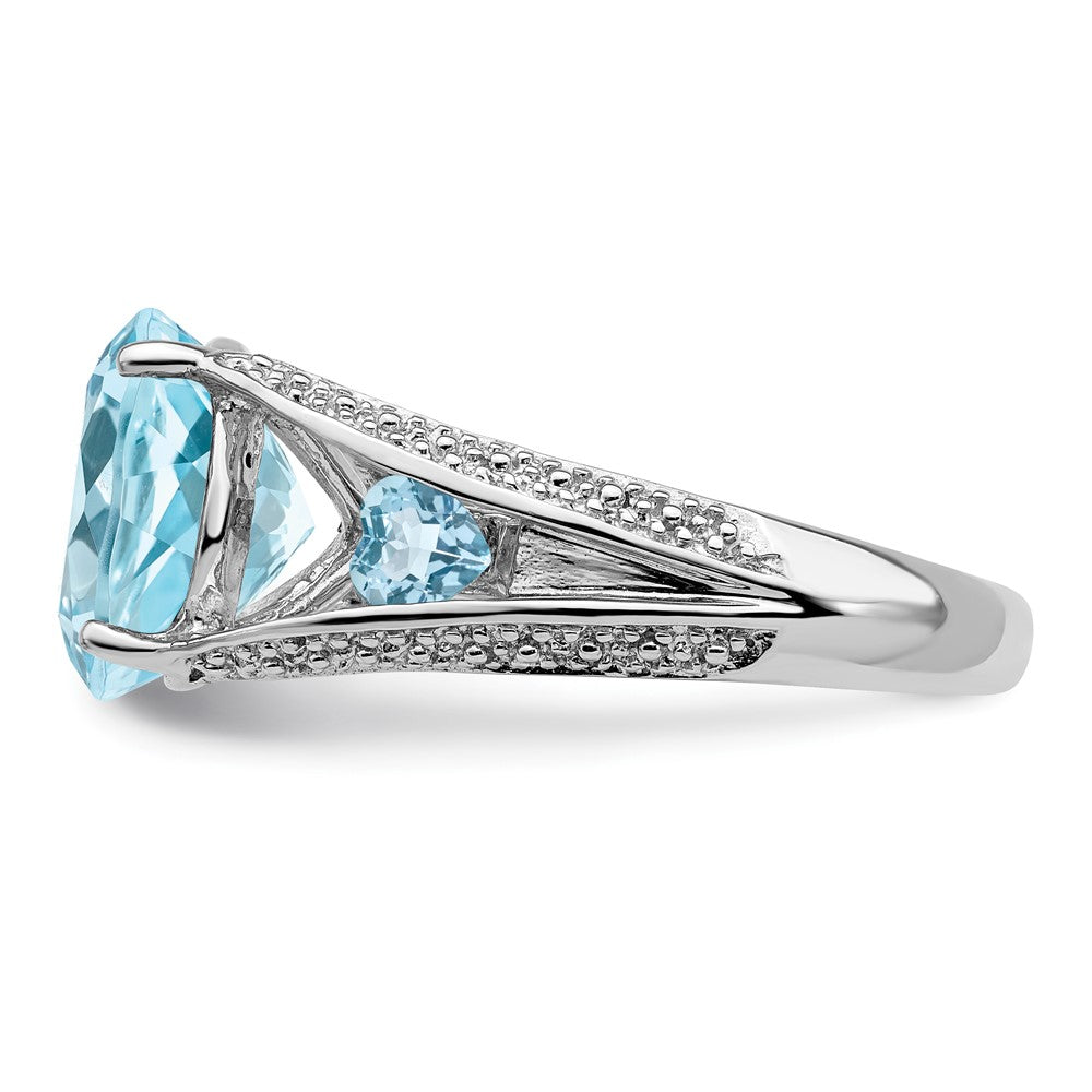 Sterlingsilber Rhodium Lt. Schweizer Blautopas Ring (size 8 Nur)
