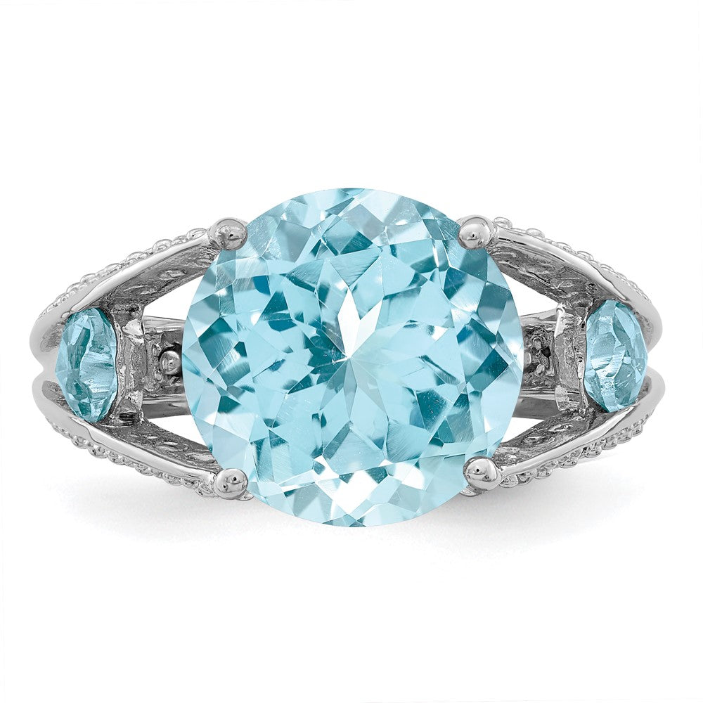 Sterlingsilber Rhodium Lt. Schweizer Blautopas Ring (size 8 Nur)