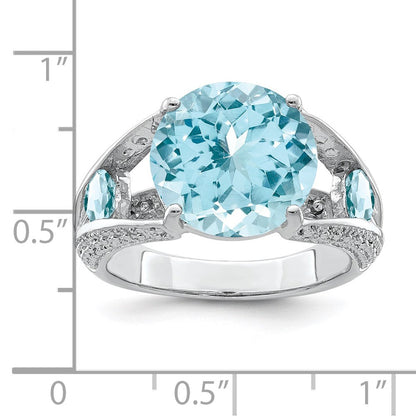 Sterlingsilber Rhodium Lt. Schweizer Blautopas Ring (size 8 Nur)