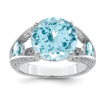 Sterlingsilber Rhodium Lt. Schweizer Blautopas Ring (size 8 Nur)