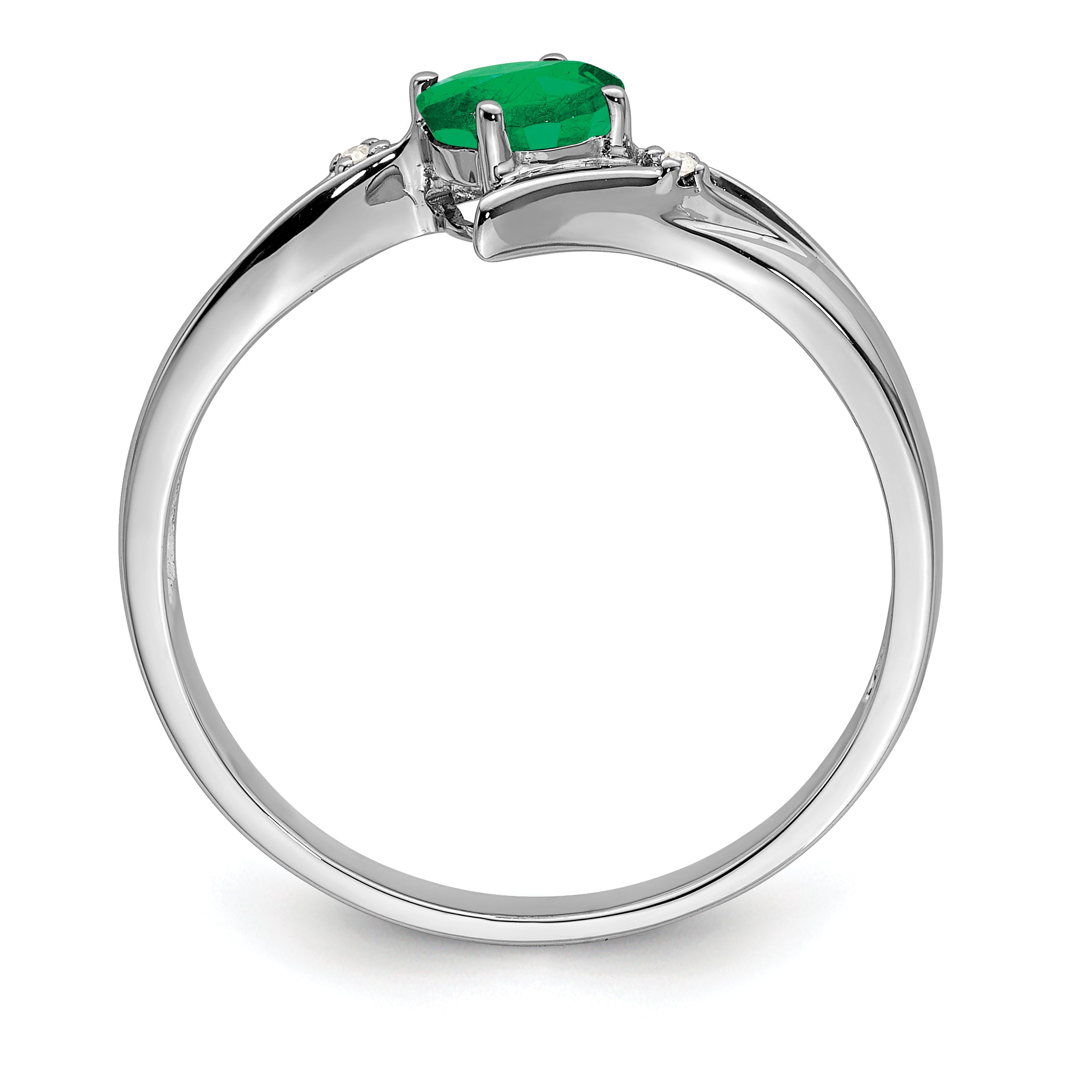 Sterlingsilber Rhodiniert Smaragd und Diamant Ring