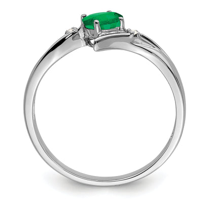 Sterlingsilber Rhodiniert Smaragd und Diamant Ring