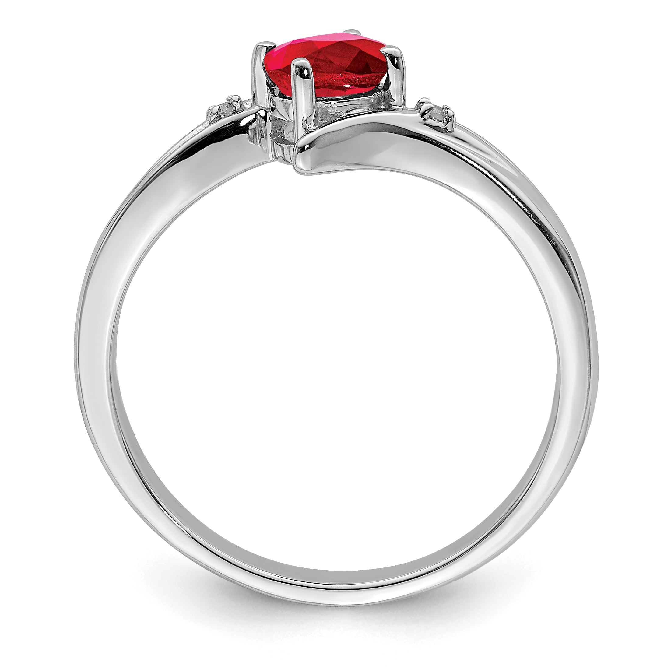 Sterlingsilber Rhodiniert Rubin und Diamant Ring