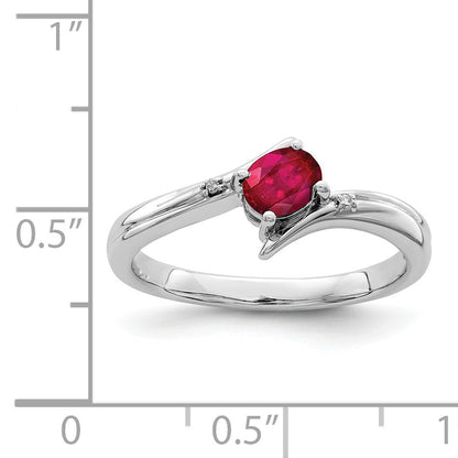 Sterlingsilber Rhodiniert Rubin und Diamant Ring