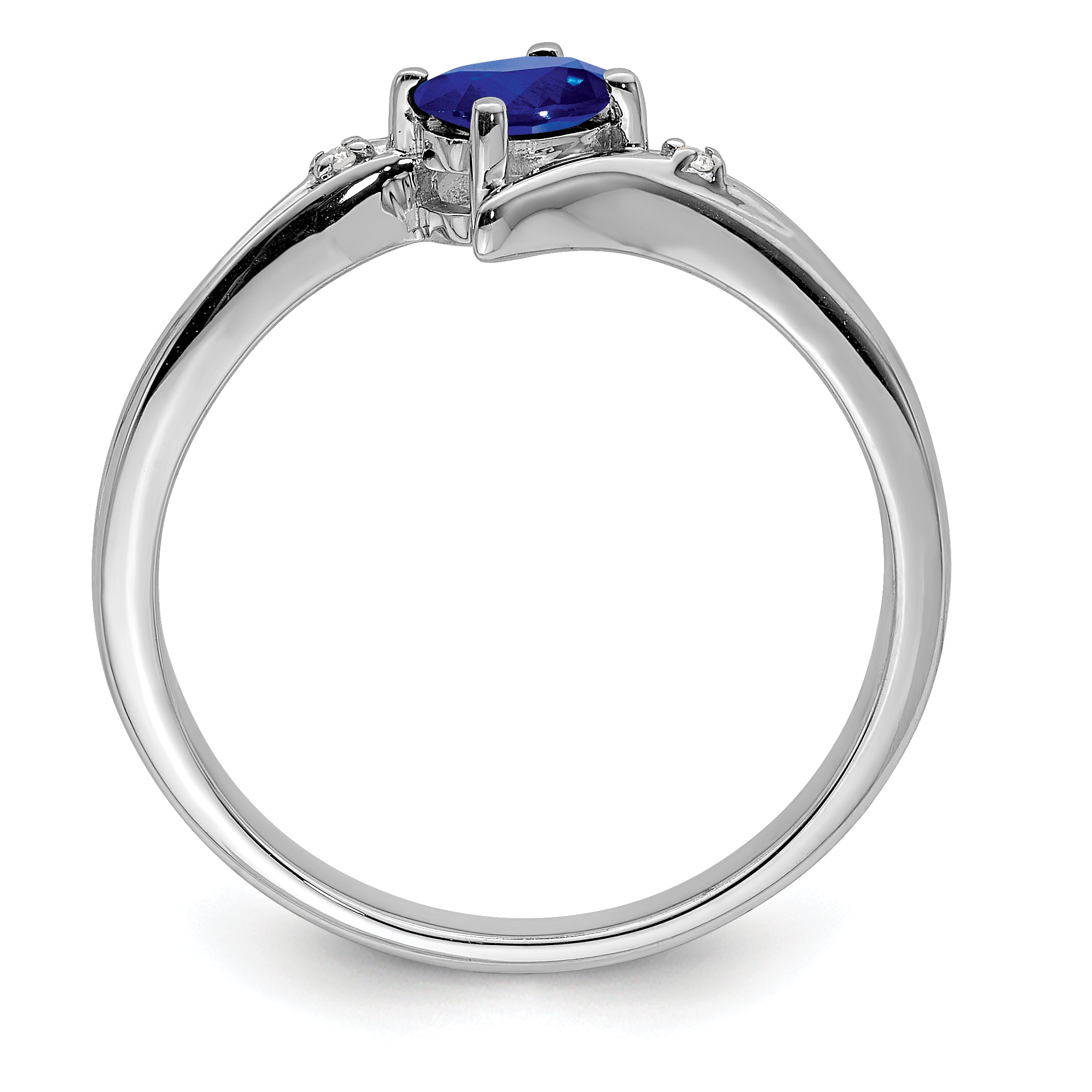 Sterlingsilber Rhodiniert Saphir und Diamant Ring