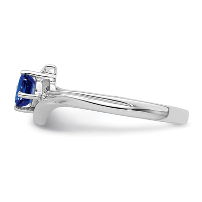 Sterlingsilber Rhodiniert Saphir und Diamant Ring