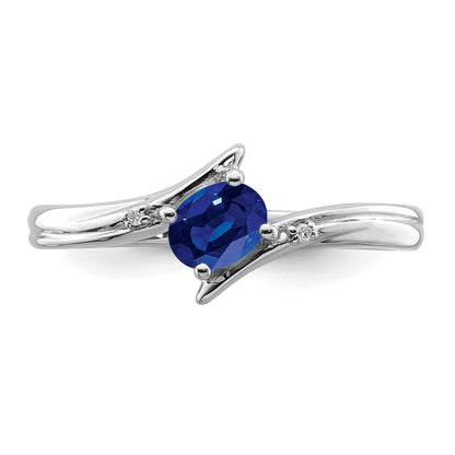 Sterlingsilber Rhodiniert Saphir und Diamant Ring