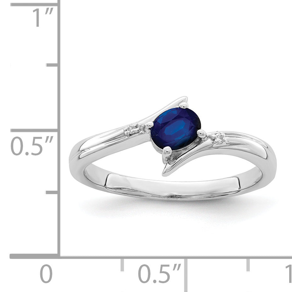 Sterlingsilber Rhodiniert Saphir und Diamant Ring