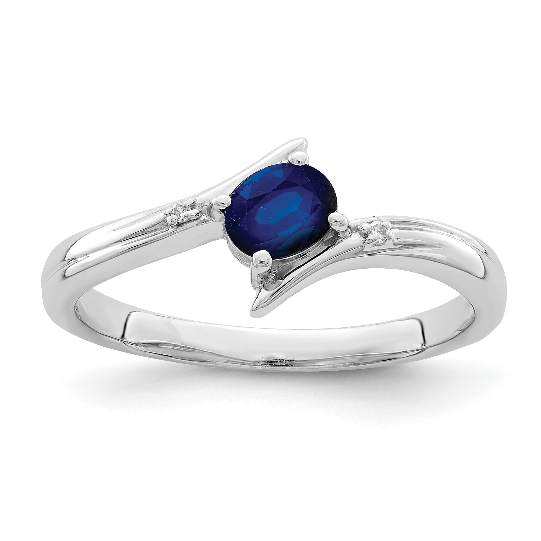 Sterlingsilber Rhodiniert Saphir und Diamant Ring