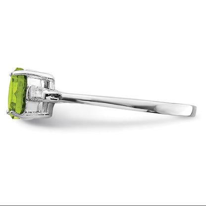 Sterlingsilber Rhodium Peridot & Zirkonia Ring