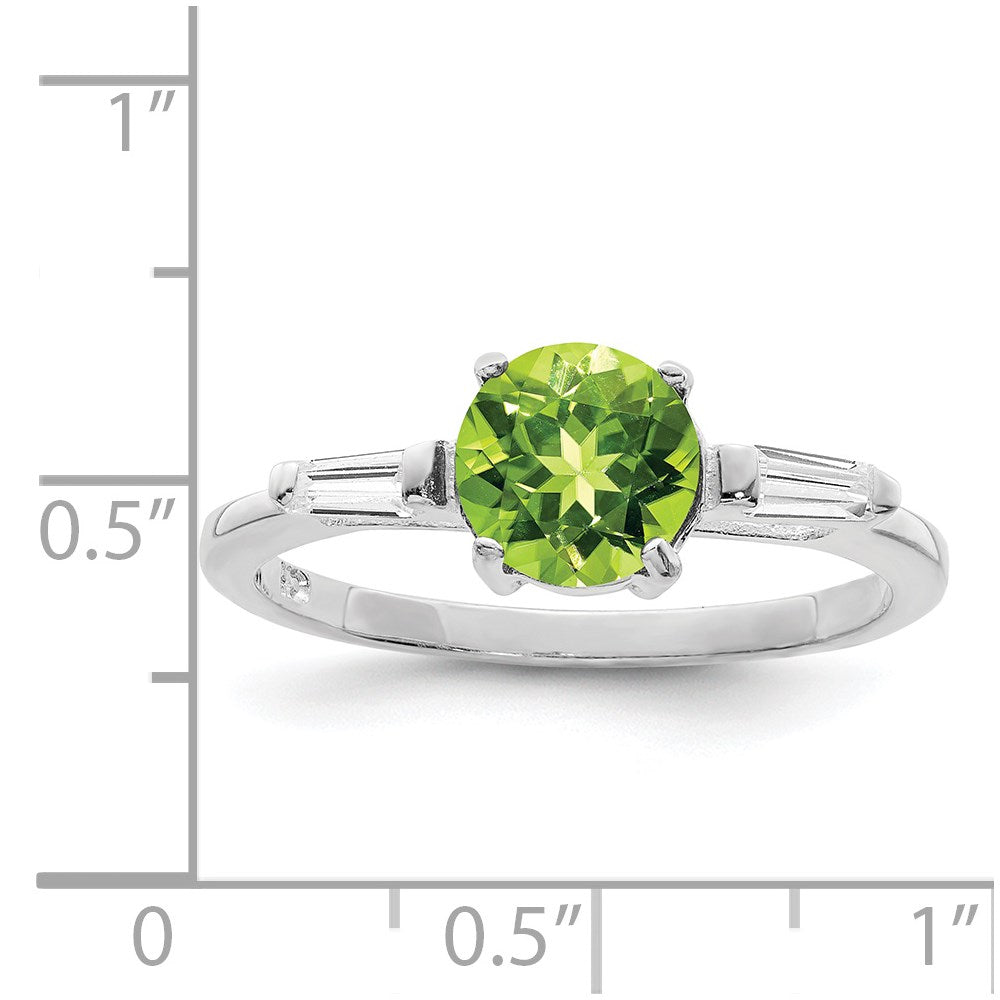 Sterlingsilber Rhodium Peridot & Zirkonia Ring
