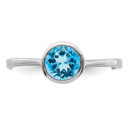 Sterlingsilber Rhodium Blautopas Ring