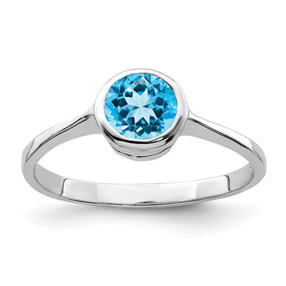 Sterlingsilber Rhodium Blautopas Ring