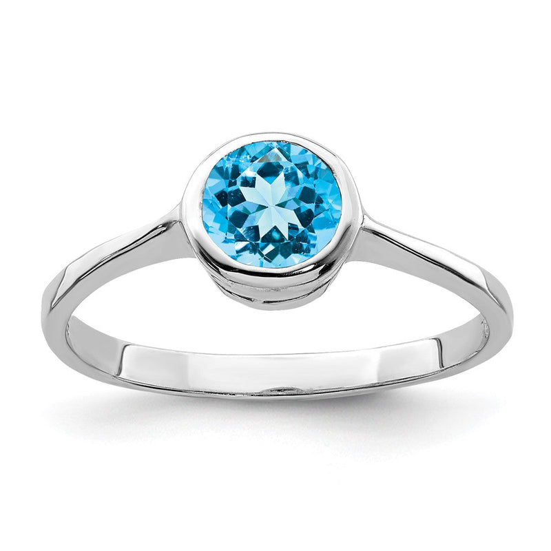Sterlingsilber Rhodium Blautopas Ring