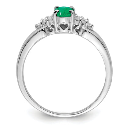 Sterlingsilber Rhodiniert Smaragd und Weiß Saphir Ring
