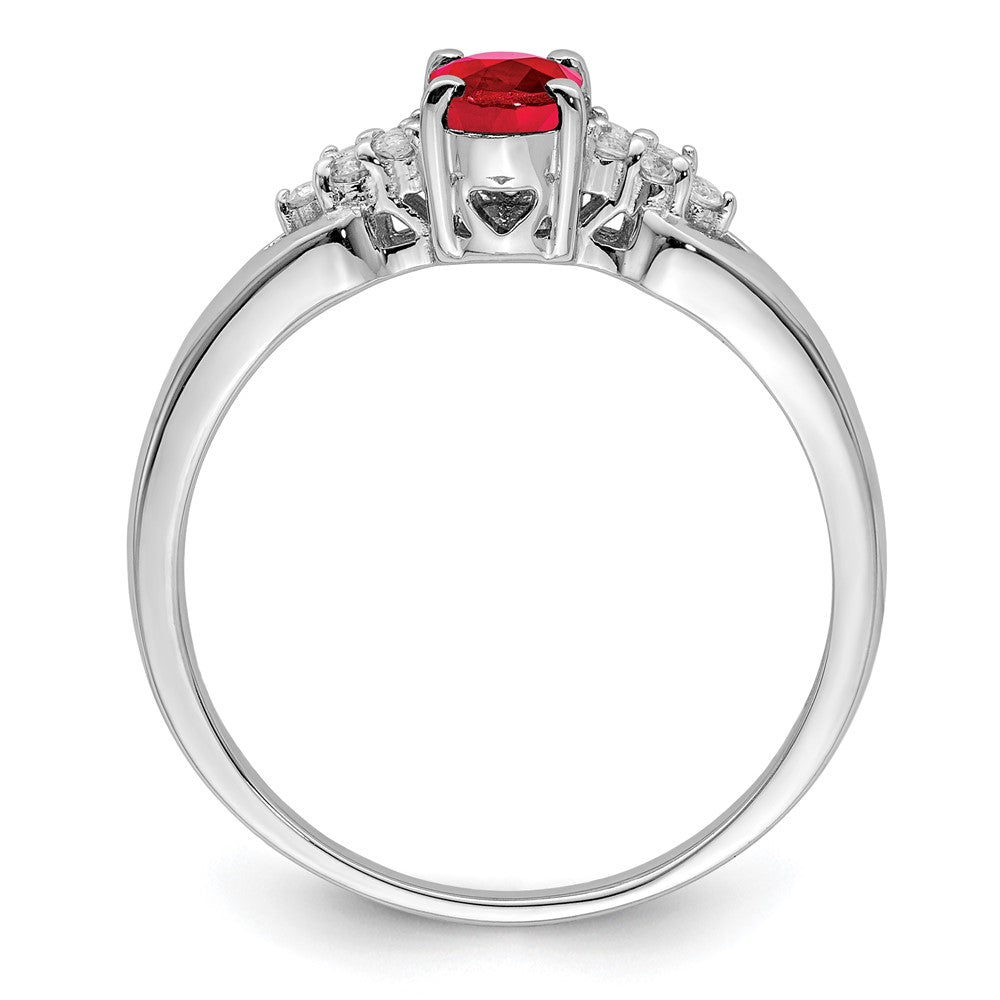Sterlingsilber Rhodiniert Rubin und Weiß Saphir Ring